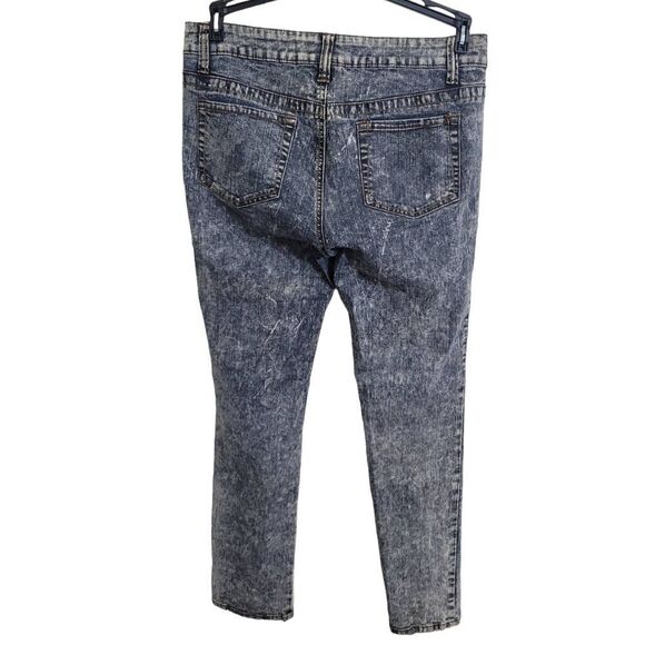 JouJou Premium Denim Juniors Size 11/12 Acid Wash Dark Blue Skinny Jeans 80's Re - Picture 2 of 6